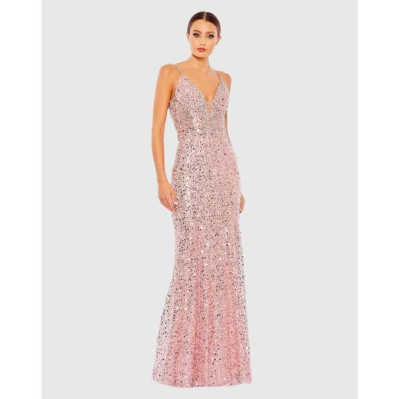 NWT Mac Duggal Embellished Plunge Neck Trumpet‎ Gown dress - Picture 1 of 1